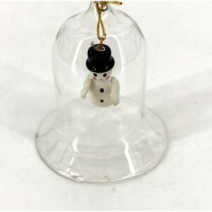 Vintage Glass Bell Snowman Ornament 2.5" Holiday Decor Snow‎ Winter Holiday